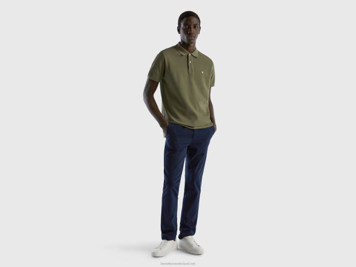 Heren Benetton groene regular fit polo militair groen 4R621380