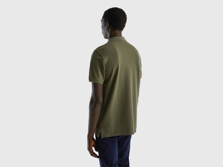 Heren Benetton groene regular fit polo militair groen 4R624589