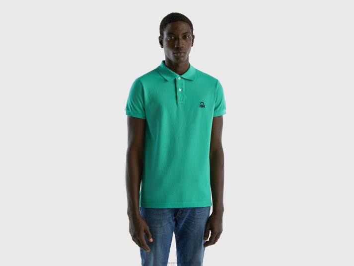Heren Benetton groene slim fit polo groente 4R621376
