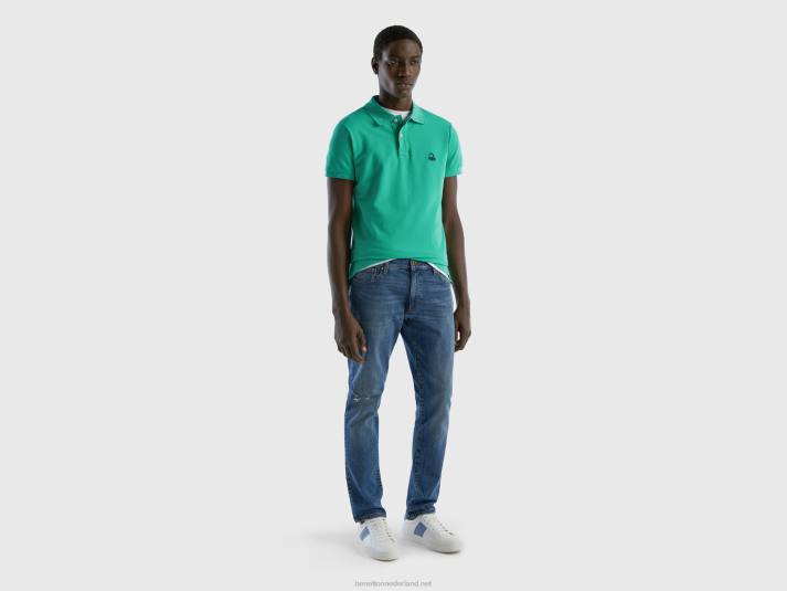 Heren Benetton groene slim fit polo groente 4R621376