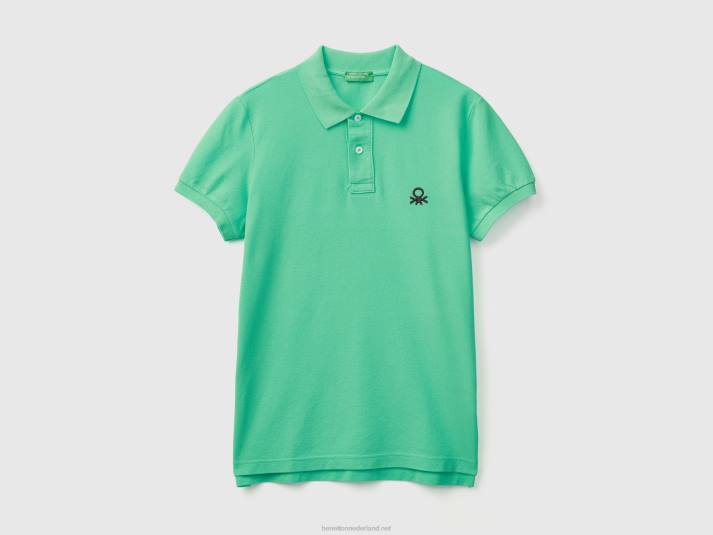 Heren Benetton groene slim fit polo groente 4R621376