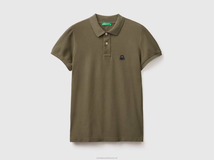 Heren Benetton groene slim fit polo militair groen 4R621389