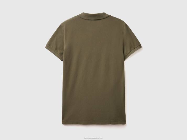 Heren Benetton groene slim fit polo militair groen 4R621389