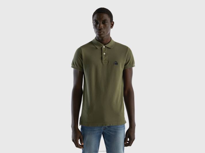Heren Benetton groene slim fit polo militair groen 4R624580