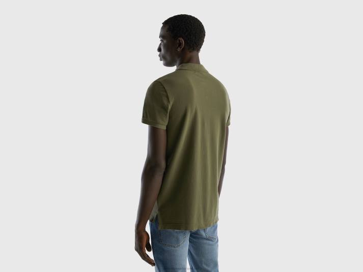 Heren Benetton groene slim fit polo militair groen 4R624580