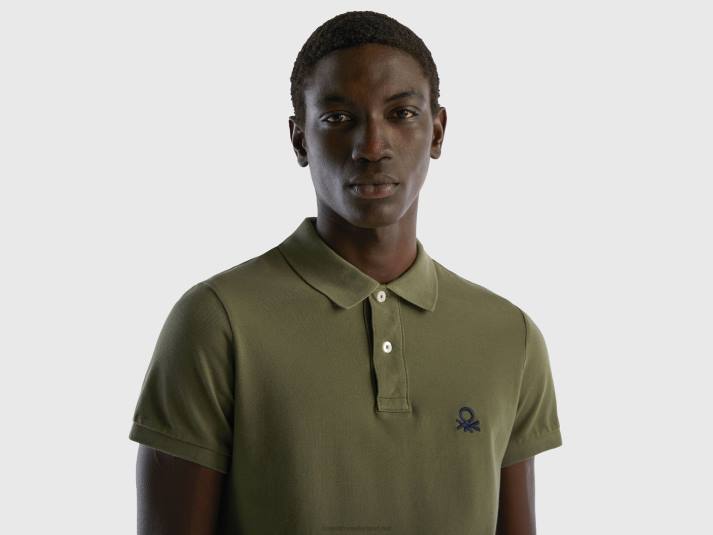 Heren Benetton groene slim fit polo militair groen 4R624580