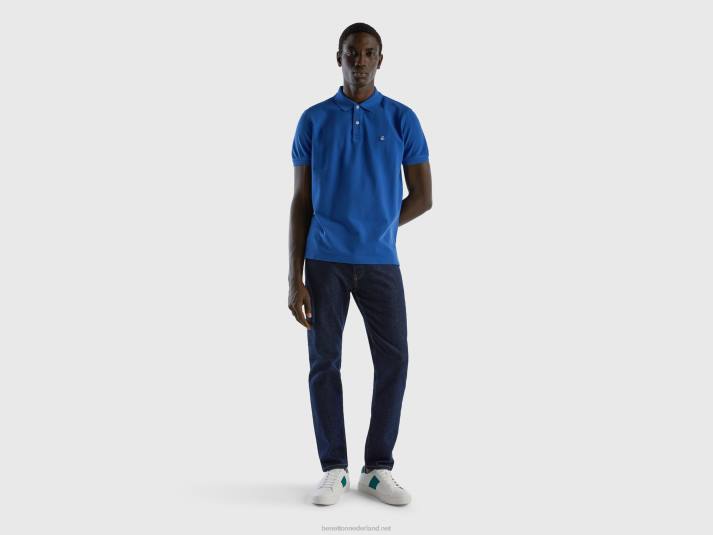 Heren Benetton korenblauwe regular fit polo helderblauw 4R621390