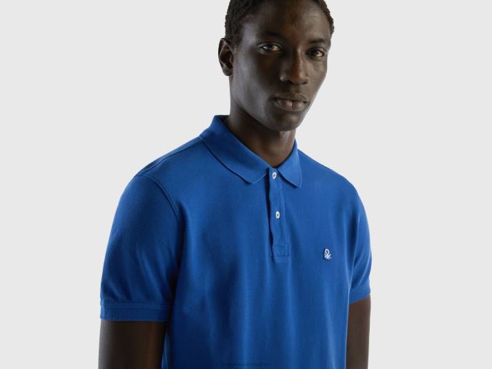 Heren Benetton korenblauwe regular fit polo helderblauw 4R621390