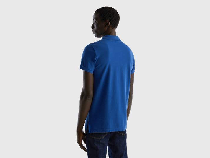 Heren Benetton korenblauwe slim fit polo helderblauw 4R621375