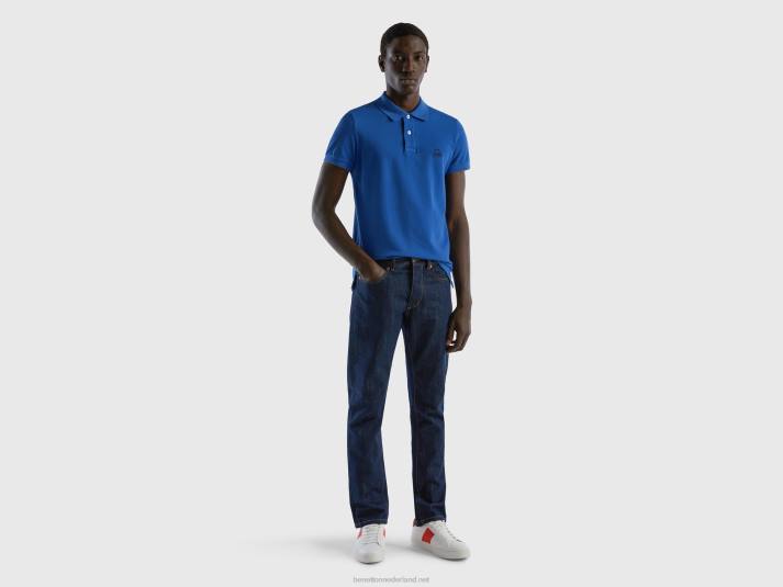 Heren Benetton korenblauwe slim fit polo helderblauw 4R621375