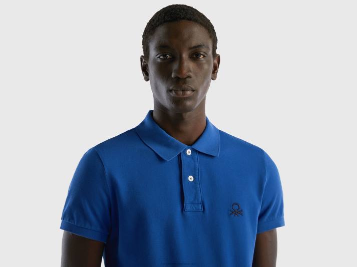 Heren Benetton korenblauwe slim fit polo helderblauw 4R621375