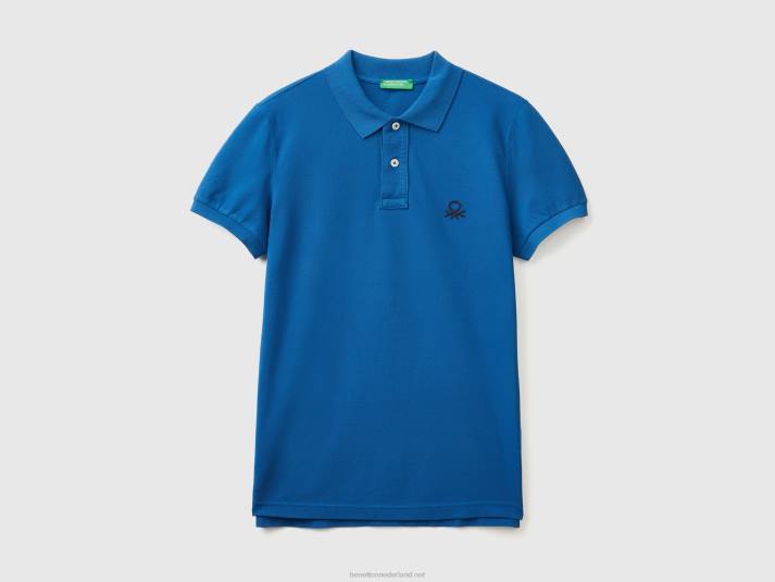 Heren Benetton korenblauwe slim fit polo helderblauw 4R621375