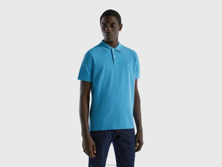 Heren Benetton lichtblauwe regular fit polo turkoois 4R621384