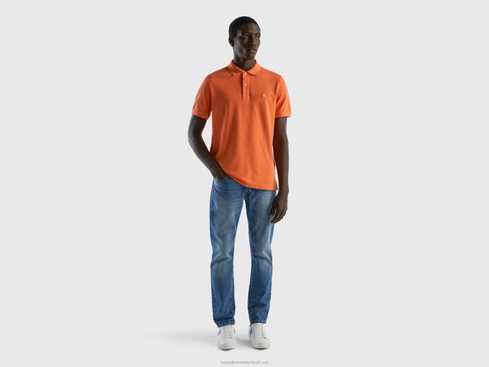 Heren Benetton oranje regular fit polo oranje 4R621387