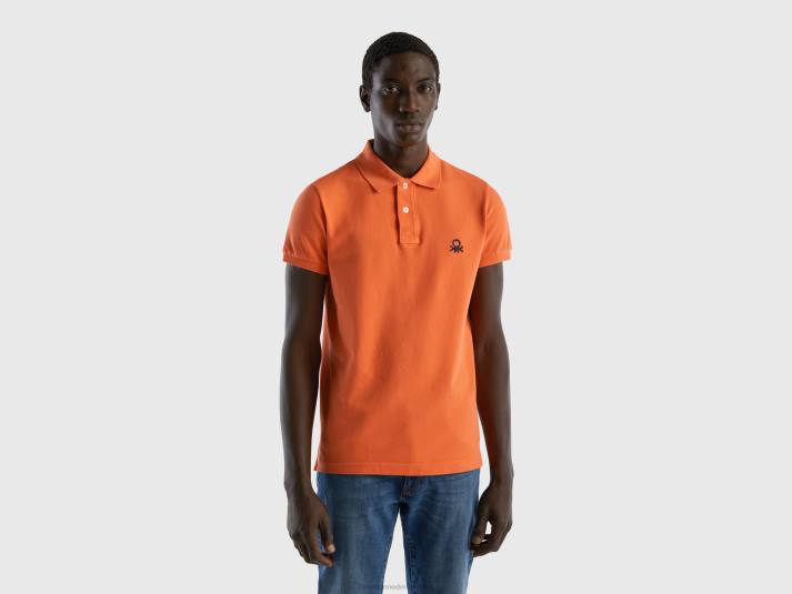 Heren Benetton oranje slim fit polo oranje 4R621379