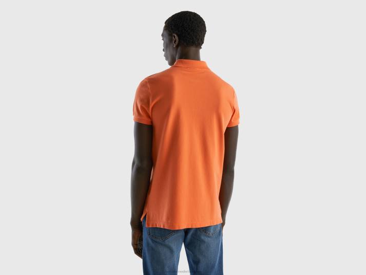 Heren Benetton oranje slim fit polo oranje 4R624588
