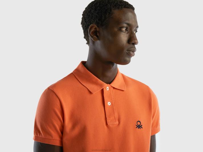 Heren Benetton oranje slim fit polo oranje 4R624588
