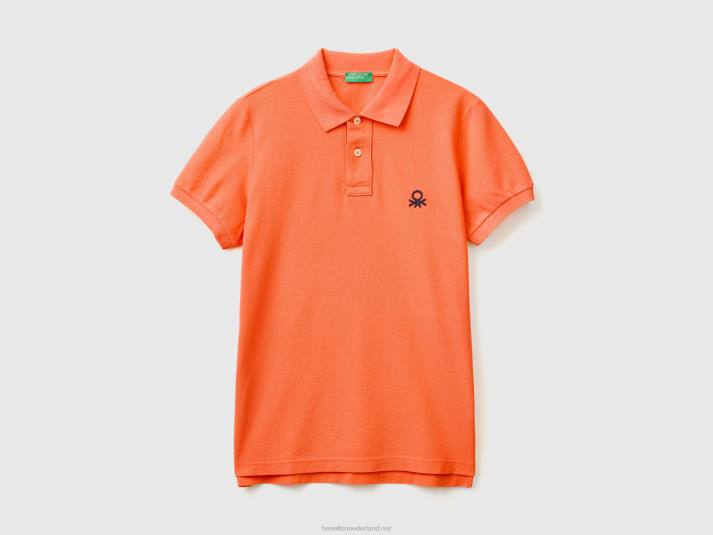 Heren Benetton oranje slim fit polo oranje 4R624588