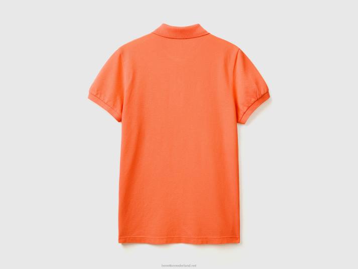 Heren Benetton oranje slim fit polo oranje 4R624588