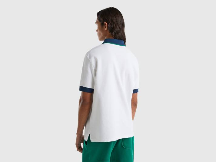 Heren Benetton polo met korte mouwen en contrasterende zoom wit 4R621378