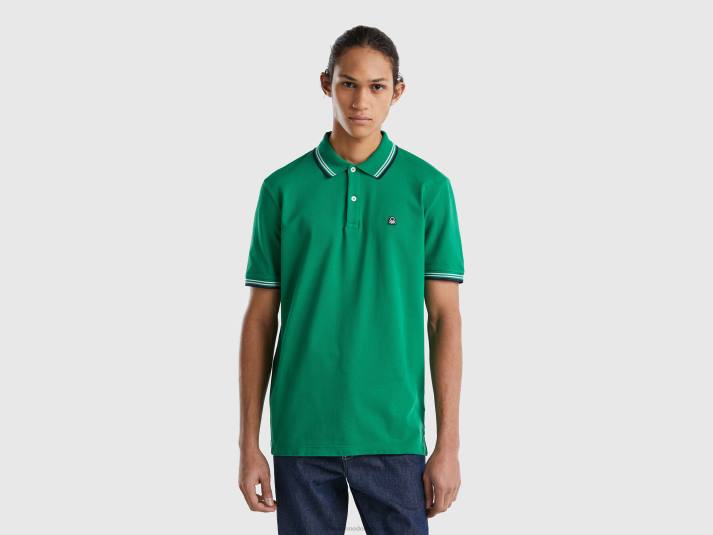 Heren Benetton polo van stretchkatoen met korte mouwen donkergroen 4R624573