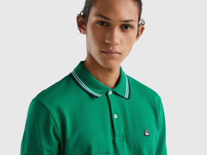 Heren Benetton polo van stretchkatoen met korte mouwen donkergroen 4R624573