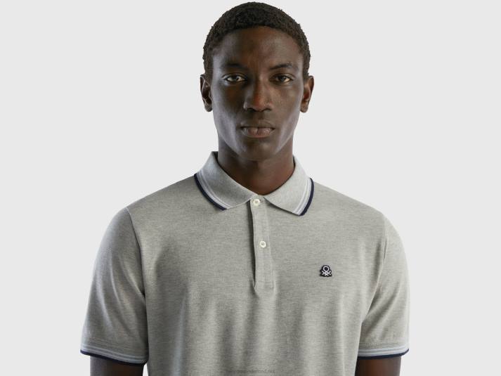 Heren Benetton polo van stretchkatoen met korte mouwen lichtgrijs 4R624609