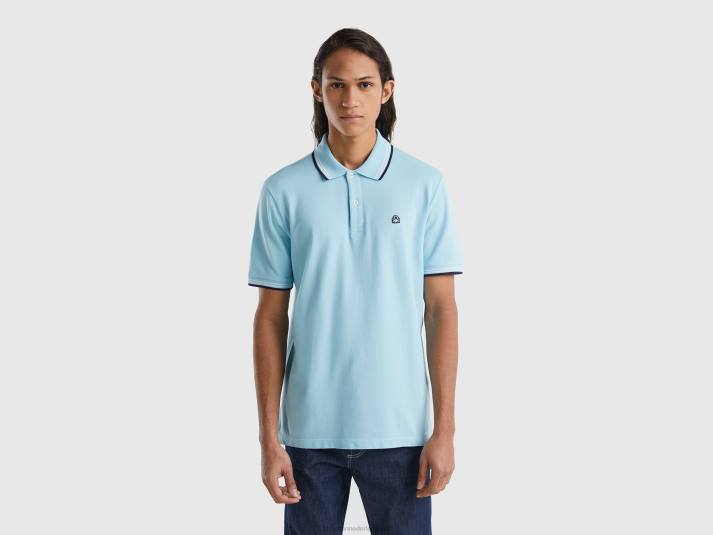 Heren Benetton polo van stretchkatoen met korte mouwen turkoois 4R624583