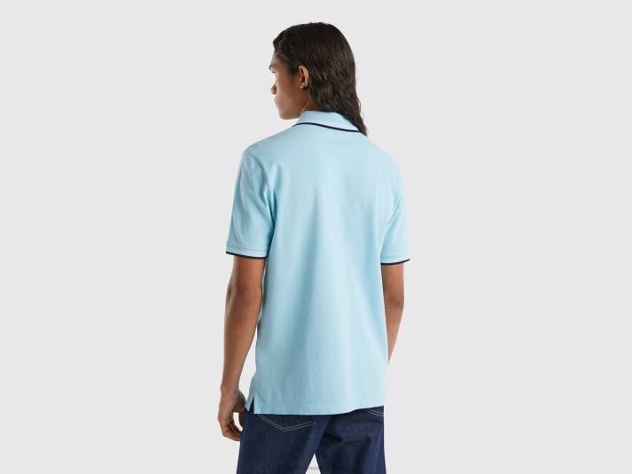 Heren Benetton polo van stretchkatoen met korte mouwen turkoois 4R624583