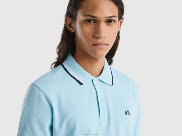 Heren Benetton polo van stretchkatoen met korte mouwen turkoois 4R624583