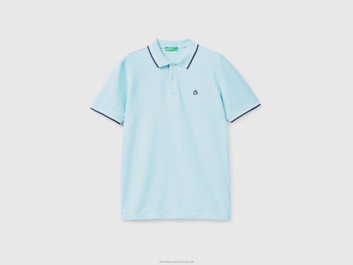 Heren Benetton polo van stretchkatoen met korte mouwen turkoois 4R624583