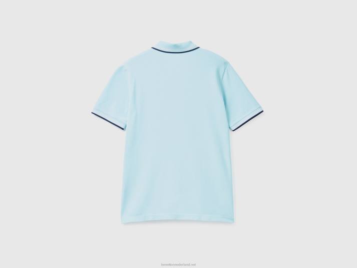 Heren Benetton polo van stretchkatoen met korte mouwen turkoois 4R624583