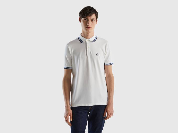 Heren Benetton polo van stretchkatoen met korte mouwen wit 4R621405
