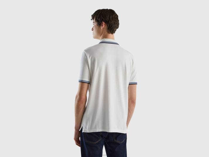 Heren Benetton polo van stretchkatoen met korte mouwen wit 4R621405