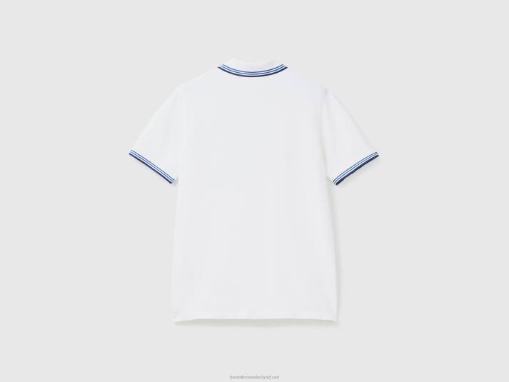 Heren Benetton polo van stretchkatoen met korte mouwen wit 4R621405