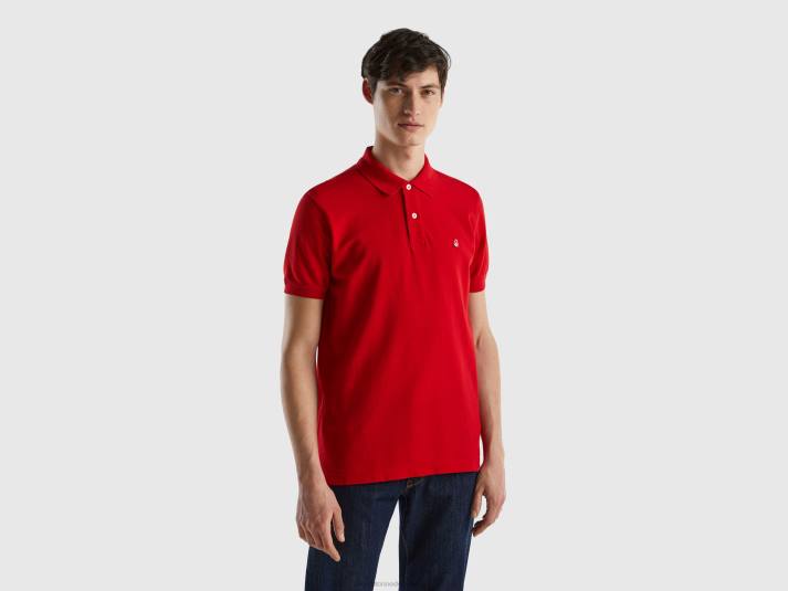 Heren Benetton rode polo met normale pasvorm rood 4R621406