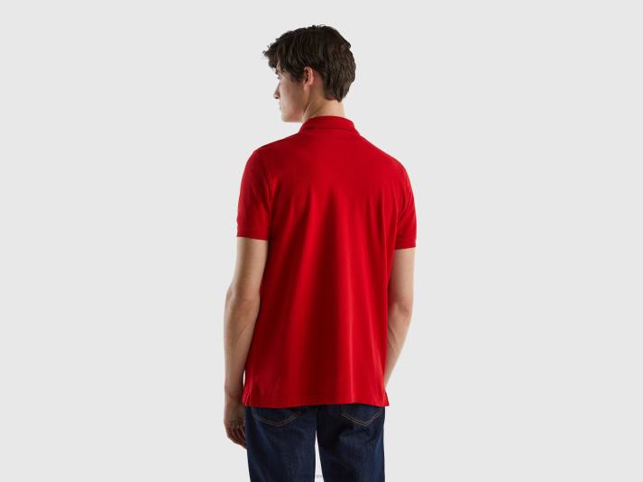 Heren Benetton rode polo met normale pasvorm rood 4R624603