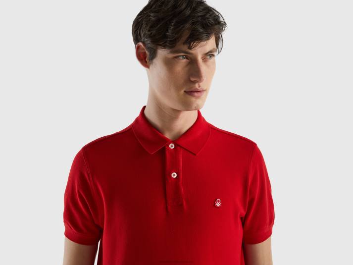 Heren Benetton rode polo met normale pasvorm rood 4R624603