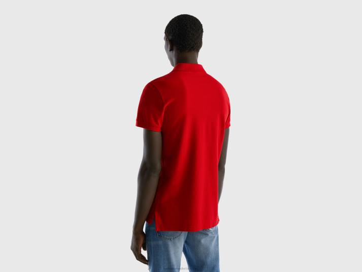 Heren Benetton rode slim fit polo rood 4R624600