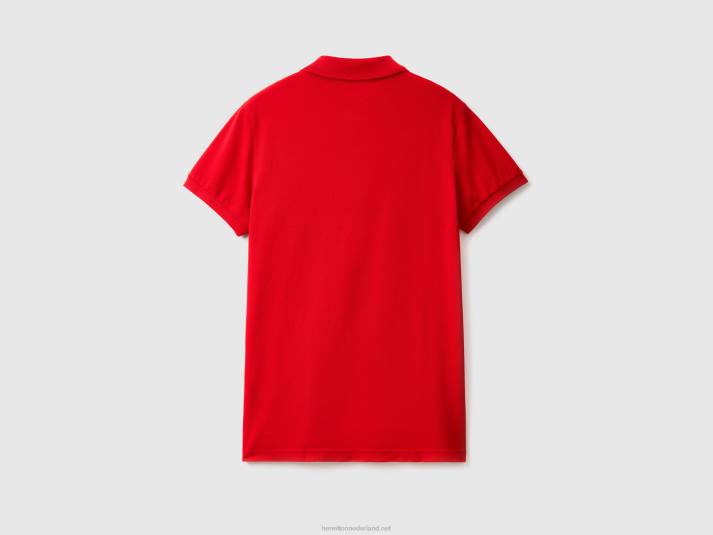 Heren Benetton rode slim fit polo rood 4R624600