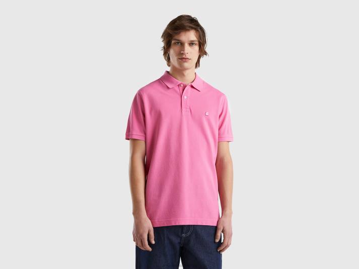 Heren Benetton roze polo met normale pasvorm roze 4R624585