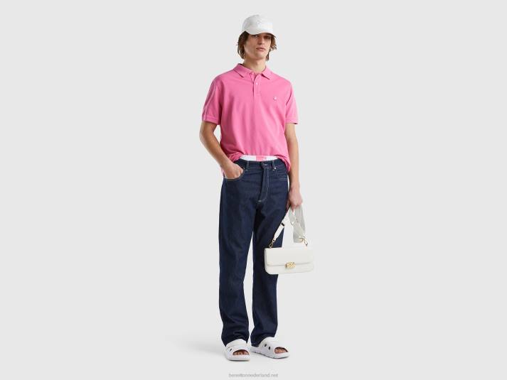 Heren Benetton roze polo met normale pasvorm roze 4R624585