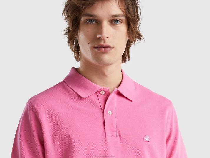Heren Benetton roze polo met normale pasvorm roze 4R624585