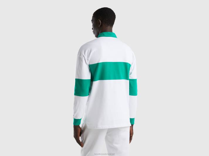 Heren Benetton rugbypolo van biologisch katoen groente 4R621396