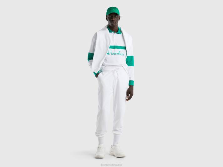 Heren Benetton rugbypolo van biologisch katoen groente 4R621396