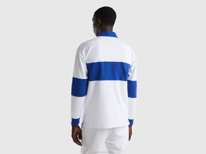 Heren Benetton rugbypolo van biologisch katoen helderblauw 4R621401