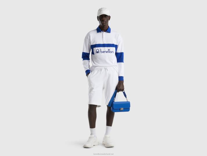 Heren Benetton rugbypolo van biologisch katoen helderblauw 4R621401
