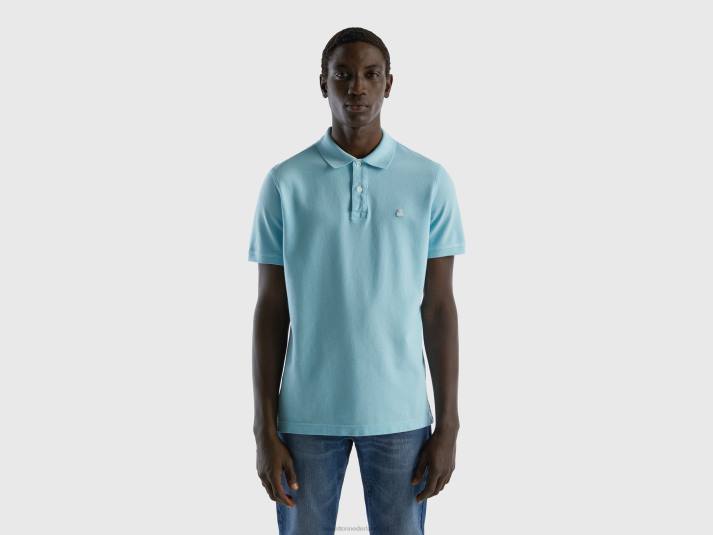 Heren Benetton turquoise regular fit polo turkoois 4R621395