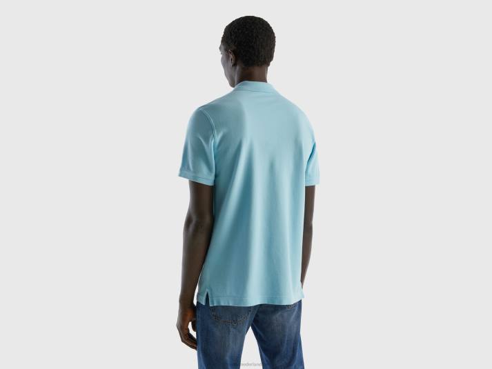 Heren Benetton turquoise regular fit polo turkoois 4R621395