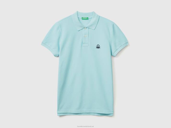 Heren Benetton turquoise slimfit polo turkoois 4R621385